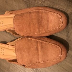 Light pink suede mules